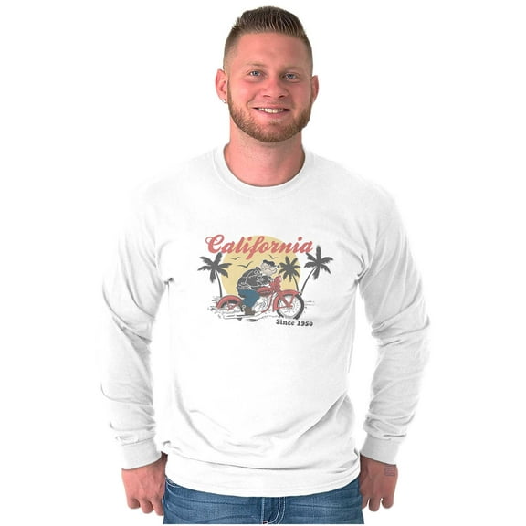 Popeye California Biker Cartoon Long Sleeve TShirt Men Women Brisco Brands S