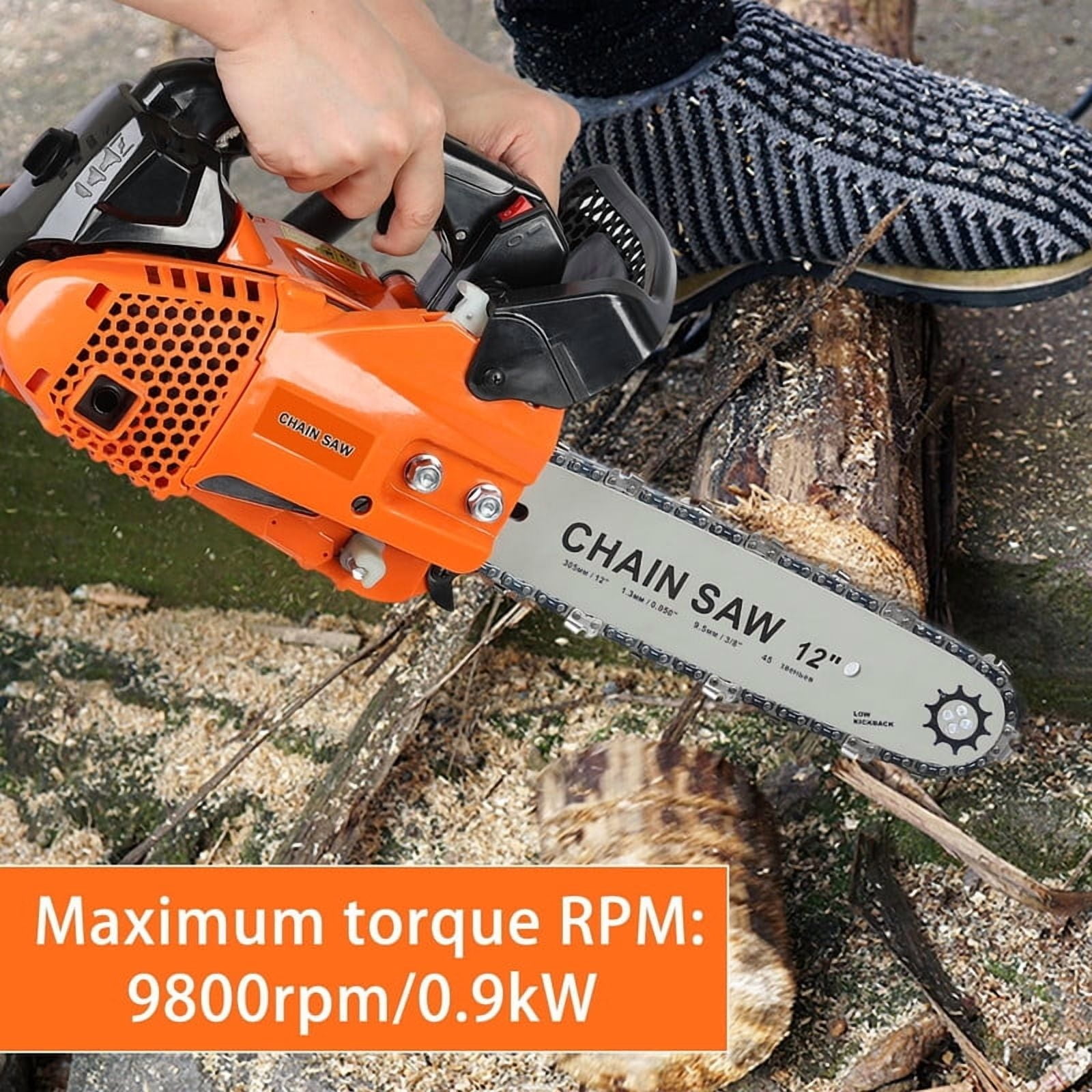 Ynce 12 Inch Gas Chainsaw, 25.4cc 1.2 HP Gas Power Chain Saw with Automatic Oiler, 2-Cycle Engine, Petrol Handheld Gasoline Chainsaws for Wood Cutting