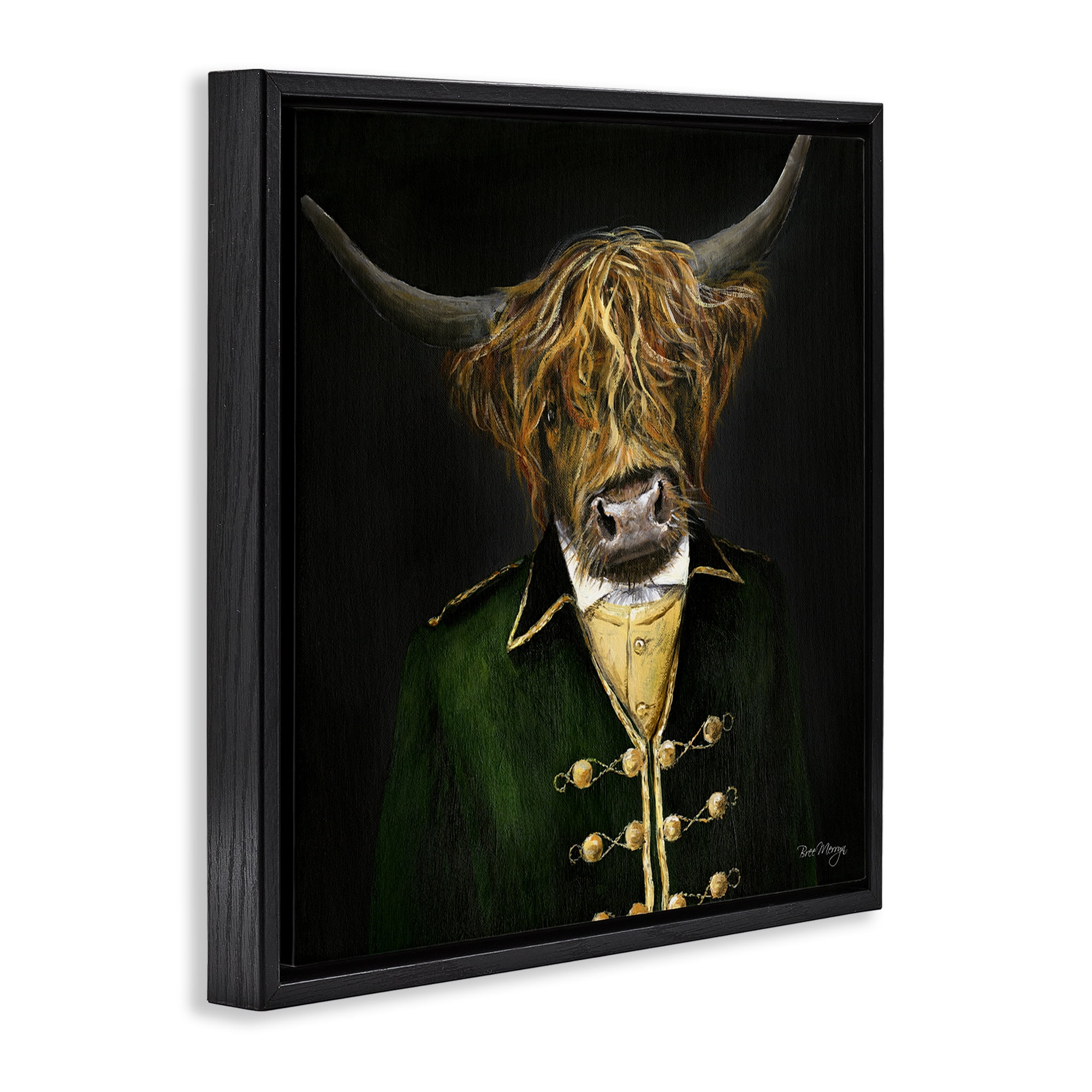 Stupell Industries Colonial Coat Cattle Novelty & Humor Painting Black Floater Framed Canvas Art Print Wall Art, 18 x 18