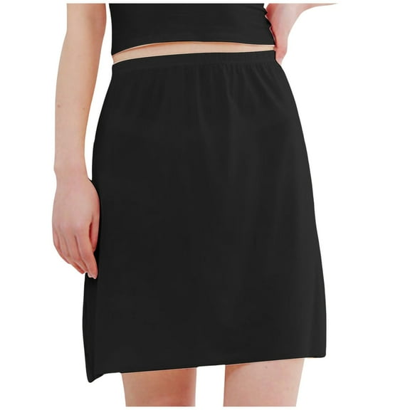 Ediodpoh Womens Skirts Summer Thin Breathable Inner Mid Length Ice Silk Thin Traceless Skirt for Knee Length Skirts for Women Black_001 L