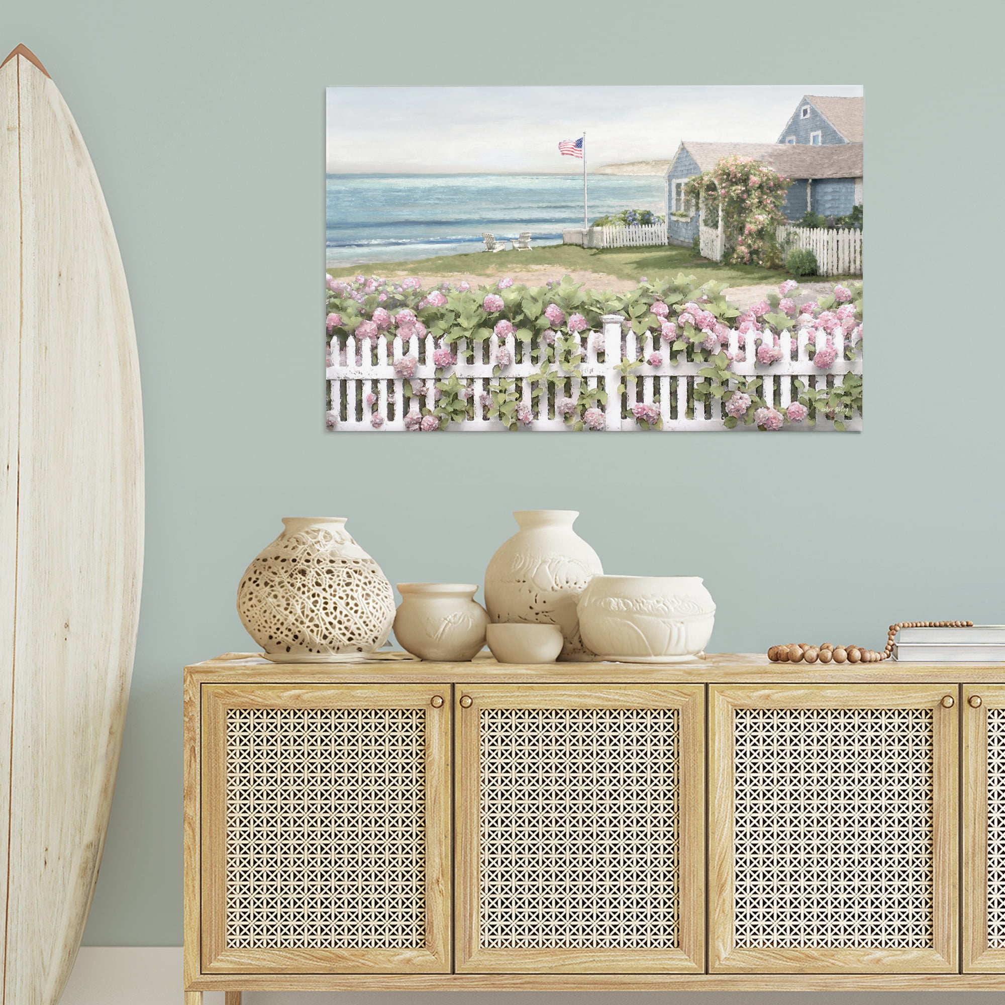 Stupell Industries Coastal Bay Cottage Landscape & Nature Painting Wrapped Canvas Art Print Wall Art, 45 x 30