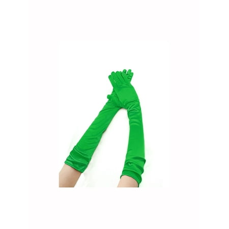 Finger Assault Gloves - Saint Patrick Party Women Stretchy Opera Length Full Finger Gloves Pair Green