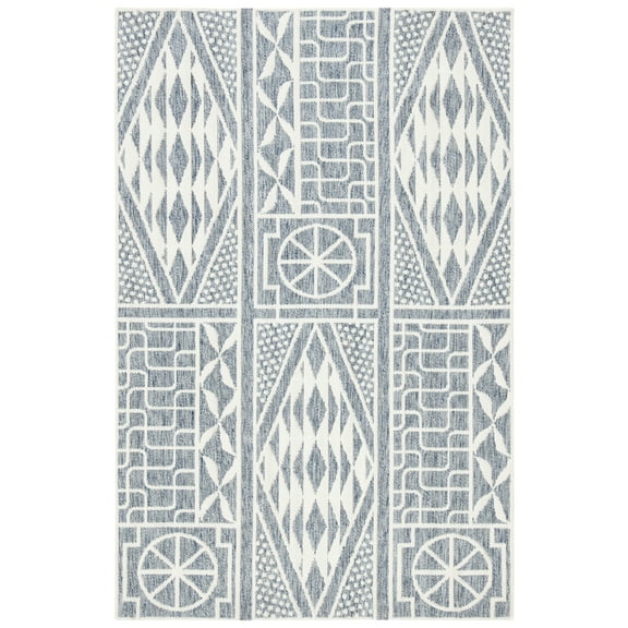 SAFAVIEH Marbella Katherine Abstract Polyester Area Rug, Blue/Ivory, 4' x 6'
