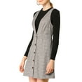 thumbnail image 3 of MODA NOVA Juniors Overall Suspender Check Houndstooth Pinafore Dress, 3 of 6