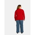 thumbnail image 5 of What's Next Women's Plus Waffle Knit V Neck Sweater, Lightweight, Sizes 1X-4X, 5 of 5
