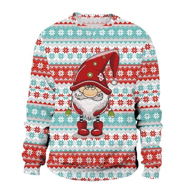 PMUYBHF Chandail à Capuche pour Hommes Noir Automne et Hiver Tendance Décontractée Imprimé de Noël Chandail Col Rond Chandails en Molleton pour Hommes