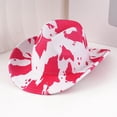 thumbnail image 2 of oqasdz Classic Cow Print Cowboy Hat Curled Wide Brim Hat for Party Festival Stage Performance Theme Event Dress‑Up Fashion Headwear, 2 of 3