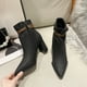 thumbnail image 5 of NECHOLOGY Botas Mujer Zapatos Botines de mujer Moda mujer Color sólido mantener caliente invierno suela gruesa tacones cuadrados cremallera botines cortos zapatos de punta estrecha (Black, 7), 5 of 6