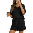 thumbnail image 5 of PRETTYGARDEN Womens 2 Piece Sets Oversized Vneck Half Sleeve Tops Shorts Lounge Set Casual Summer Travel Beach Outfits, 5 of 9