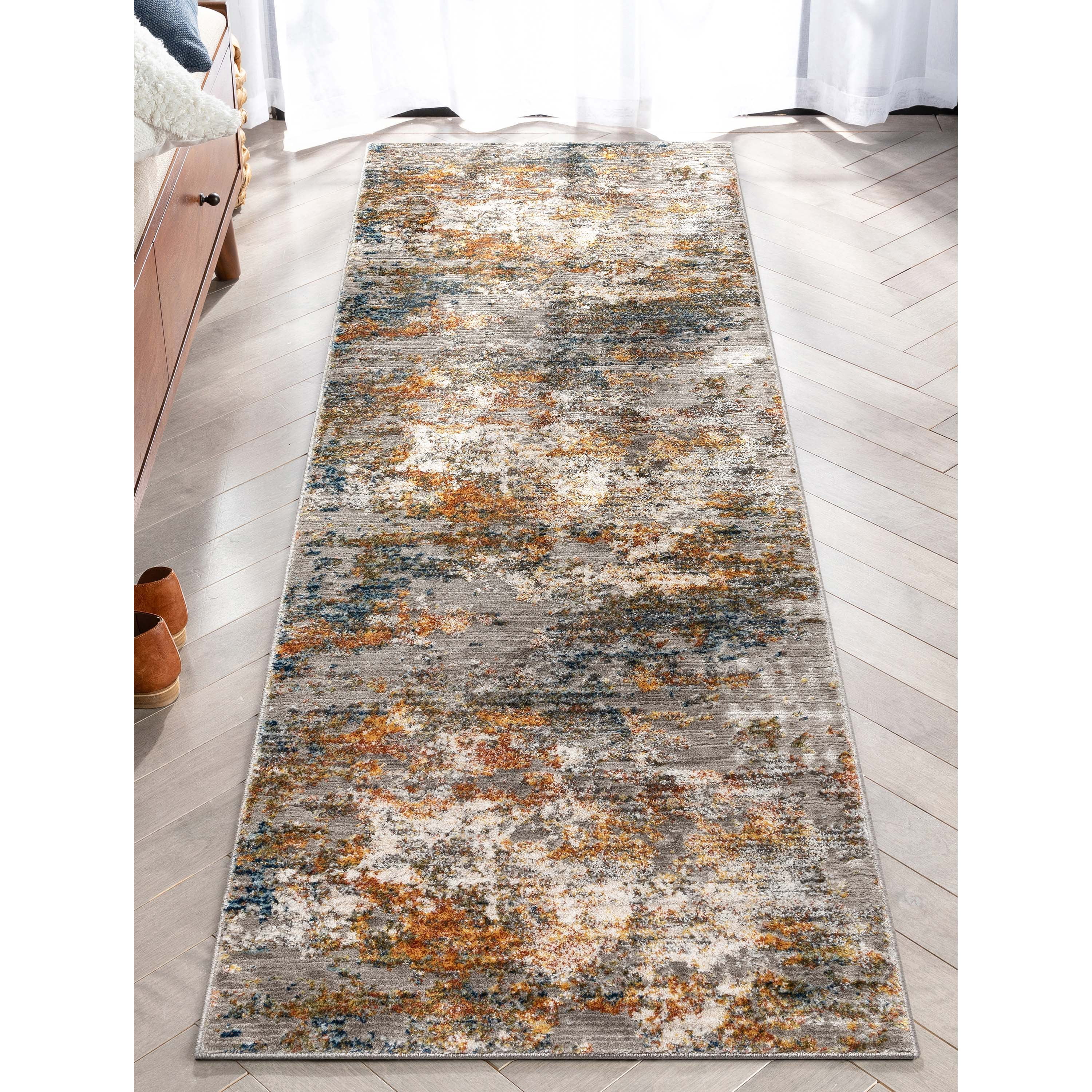 Well Woven Horosan Abstract Modern Grey Multi 2' x 7' Runner Rug
