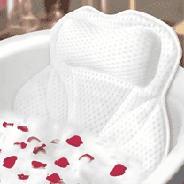 Tcwhniev Comfort Bath Pillow Relieve Stress and Rejuvenate Bathtub Pillow, Fast Drying Bathtub Cushion for Head, Neck and Back - White(16.54*18.11 in）