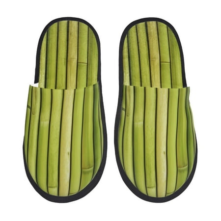 Balery Green Bamboo Fence Slient Indoor Furry Fleece Comfort House Shoes Soft Non-Slip Home Shoes Cotton slippers House Slippers-- Large
