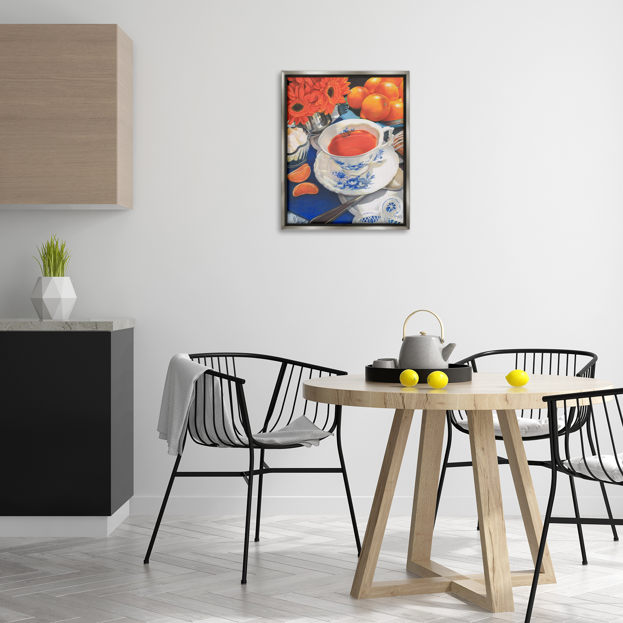 Stupell Industries Citrus Tea Time Food & Beverage Painting Gray Floater Framed Art Print Wall Art, 17 x 21
