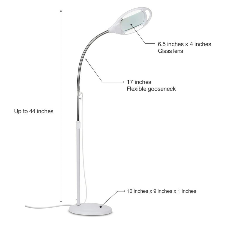 Brightech LightView Pro Magnifying Glass with Light and Stand, Magnifying Floor Lamp with A 6-Wheel Rolling Base for Facials, Lash Estheticians, Dimma