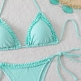 thumbnail image 4 of Glisme Green Bikini Sets For Women Striped Bikini Plunging Triangle Top And Tied Back Bottoms For Swimwear For Swimsuit Party, 4 of 6