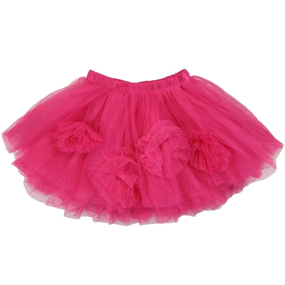 Wenchoice Girl'S Hot Pink 4-Flower Trim Tutu Skirt  S(1T-2T)