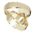 thumbnail image 3 of Pompeii3 14K Gold Matching Two Tone Hammered Wedding Ring Set, 3 of 3