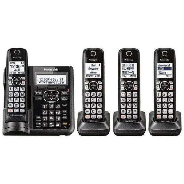 Panasonic Téléphone Sans Fil Extensible 4 Combinés avec Blocage d'Appel et Répondeur