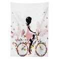 thumbnail image 3 of Ambesonne Bicycle Tablecloth Rectangular Table Cover, Girl Flower Butterflies, 60"x84", Multicolor, 3 of 4