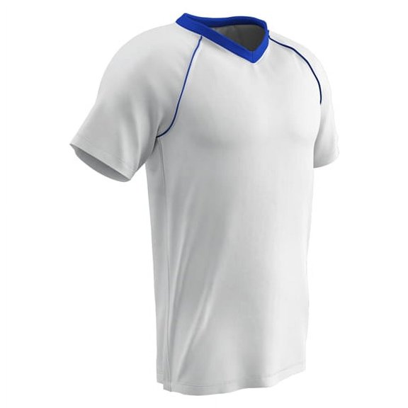 Champro Bunt Lightweight Mesh Baseball/Soccer Jersey White w/ Royal Collar