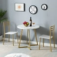thumbnail image 2 of ZXNYH Small Round Dining Table Set for 2, Wood Marbled Tabletop with Steel Frame, Modern Dinette with Chairs for Kitchen Breakfast Nook Living Room, White and Gold, 2 of 8