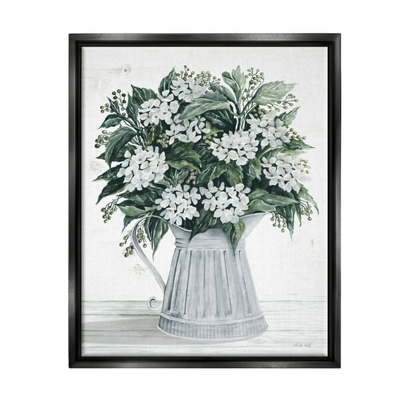 Stupell Industries Dogwood Flower Bouquet Painting Jet Black Floating Framed Canvas Print Wall Art, Design by Cindy Jacobs