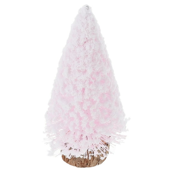 Frosted Miniature Christmas Tree with Realistic Pine Needles and Wood Base for 6.5 inches
