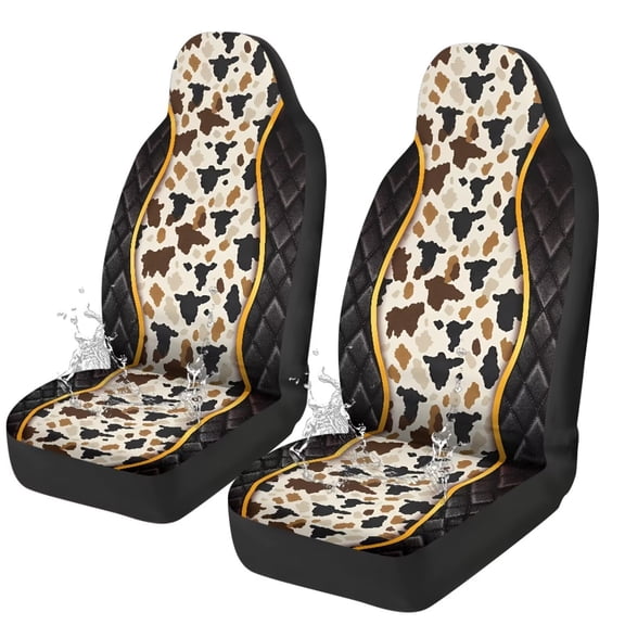 Uorisanigo Cow Print Car Seat Covers 2 Pcs Stretch Polyester Fabric Cover Waterproof Car Seat Cover Easy Installation Universal Size Fit for Most Cars SUVs Trucks Vans