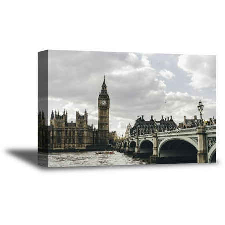 Awkward Styles Big Ben Canvas Picture Thames River Art Bridge in London View Canvas Wall Decor Ready to Hang London Cityscape Big Ben Souvenir Big Ben Wall Decor British Art for Home Gifts from (Best Souvenirs To Get In London)