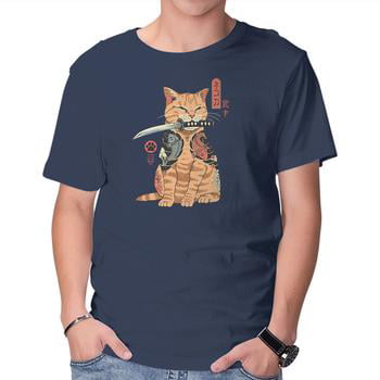 TeeFury Men’s Graphic T-shirts Catana - Cats | Samurai | Navy | Medium ...