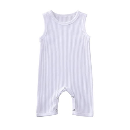 

Douhoow Infant Solid Color Romper Baby Sleeveless Round Collar Ribbed Bodysuits