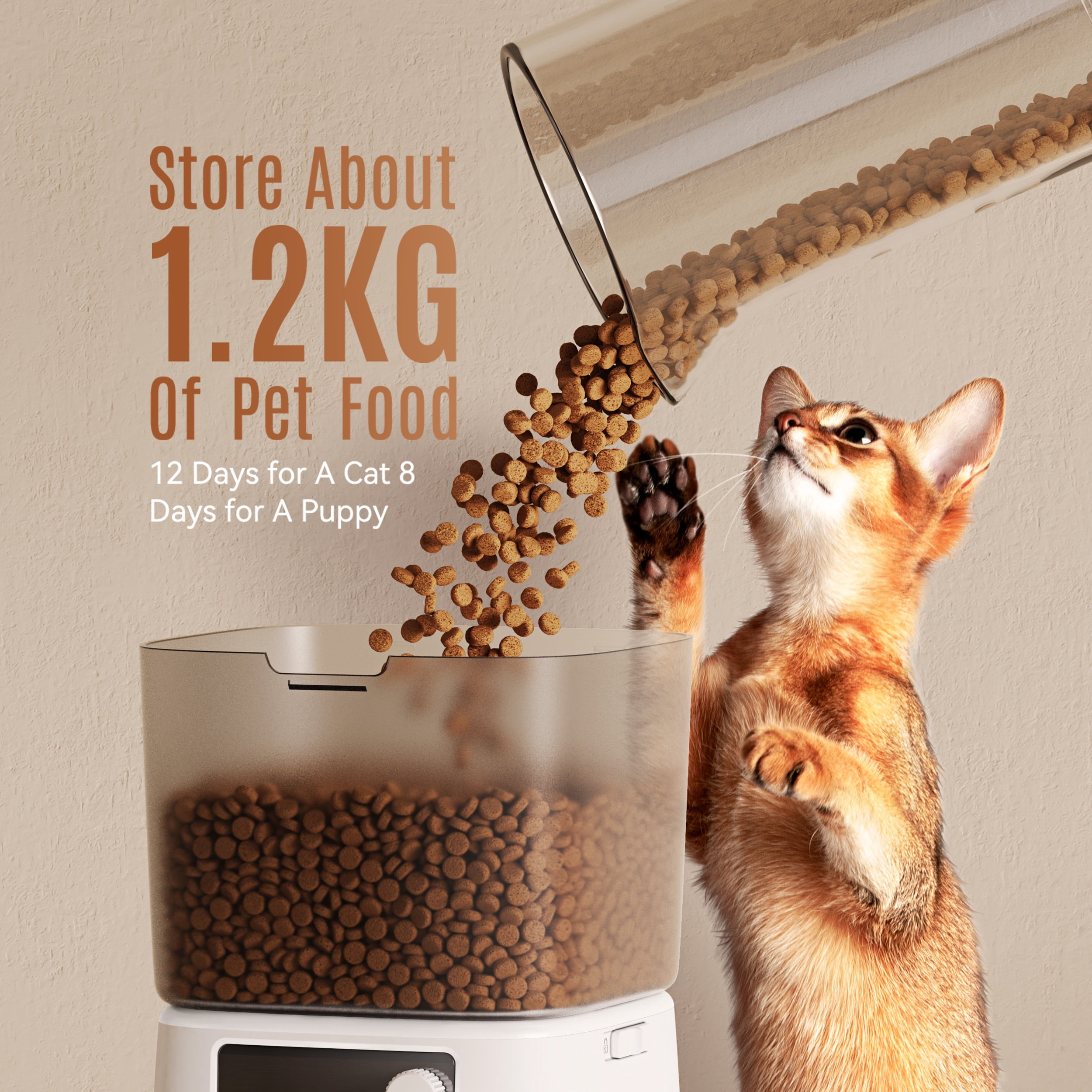 Oneisall WF-53 Automatic Cat Feeder, 2.4GHz WiFi Timed Cat Feeder with App Control, 3.5L/12 Cup Cat Food Dispenser for Dry Food, 10 Meals Per Day Auto Cats Feeder, White