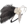 thumbnail image 1 of Diadema de plumas de avestruz, tocado para mascarada, banda para el cabello estilo Gatsby, 1 of 4