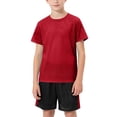 thumbnail image 6 of CYRBOKO Athletic Outfit Sets for Boys, Short Sleeve Breathable Mash Summer Crew Neck Running Sports Clothing Sets Red Size 11-12 T, 6 of 6