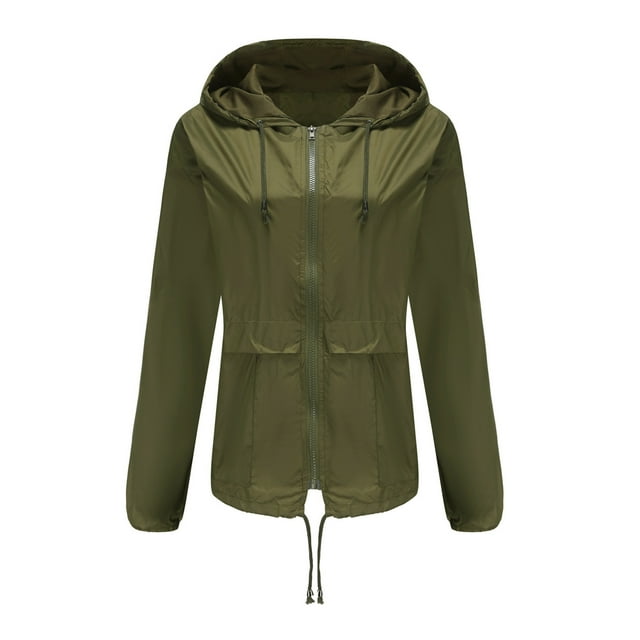 Waterproof Rain Jackets Women’s Solid Rain Jacket Outdoor Jackets Waterproof Hooded Raincoat Windproof