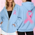 thumbnail image 2 of Arlun Oversized Zip up Sweatshirts for Women Pink Ribbon Cancer Awareness Loose Comfortable Hoodies Long Sleeve Drawstring Full Zip Jackets with Pockets Blue XL, 2 of 6