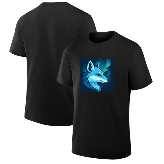 Unisex Black Icy Blue Fox Head Illustration T-Shirt