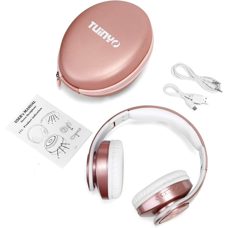 TUINYO Bluetooth Headphones Wireless, Over Ear Stereo Wireless Headset 40H  Playtime with deep bass, Soft Memory-Protein Earmuffs, Built-in Mic Wired