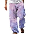 thumbnail image 2 of Puntoco Pantalones rectos con cintura elástica y estampado de moda informal de verano para hombre, 2 of 5
