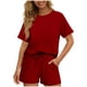 thumbnail image 3 of TaTaai Women's Short Sleeve Top and Shorts Set Round Neck Design Elastic Waist Shorts with Pockets Solid Color Casual Two Piece for Summer Daily Activities Gift, 3 of 6