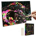 thumbnail image 2 of M Scratch Paper Art Set 50 Sheets With 5 Wooden Sticks Diy Craft Kit For Kids Creative Drawing, 2 of 9