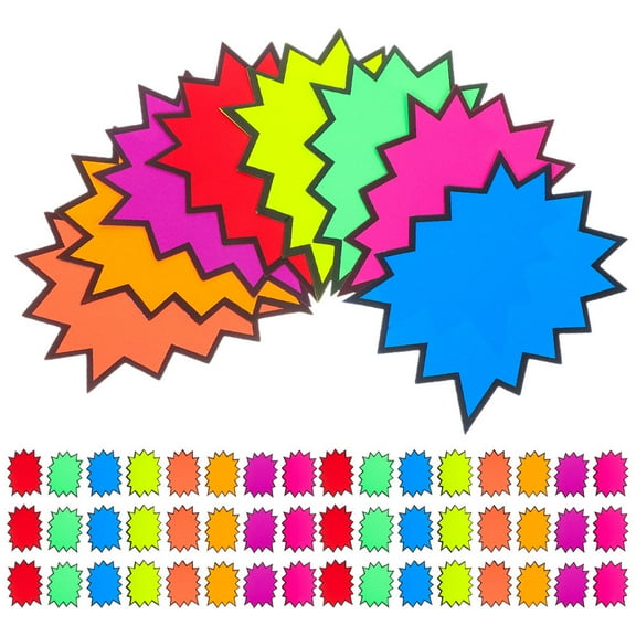 WHAMVOX 160pcs Bright Color Display Tags For Retail 8 Colors Fluorescent Burst Tags And Easy To Use Sale Signs For Shops Supermarket Supplies