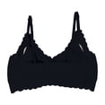 thumbnail image 3 of Lumtrix Scalloped Bras for Women No Underwire Soft Push Up Wireless Bras Deep V Neck Seamless Bralettes Black 38, 3 of 4