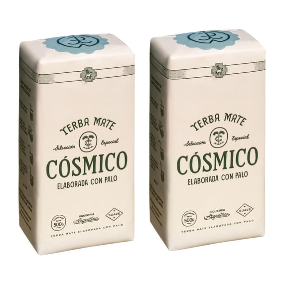 Yerba Mate COSMICO, 2.2 lb, 1 KILO (pack of 2), Premium Loose Leaf Argentine Tea, Gluten-Free, Large Leaf Low Dust Brew, Clean Energy