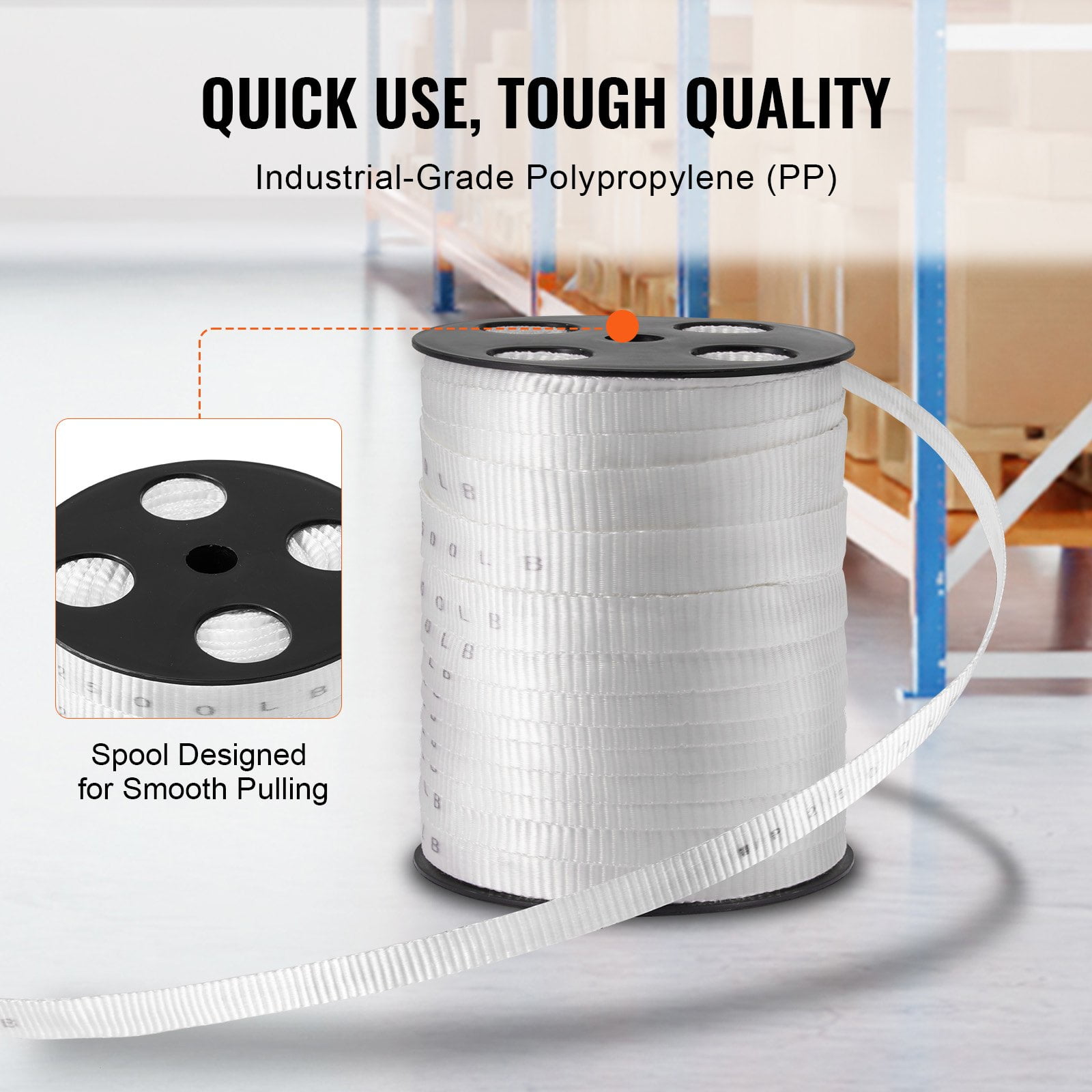 (Weiyi-EC)-- Polyester Pull Tape, 3/4" X 265' Mule Tape Flat Rope, 2500 Lbf Tensile Capacity, Printed Webbing Cable Pulling Tape For Packaging, Gardening, Commercial Electrical, Conduit Work, White ]