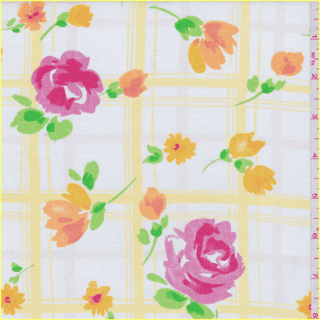 linen yard floral fabric yellow check dialog displays option button additional opens zoom