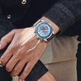 thumbnail image 4 of Mens Sport Military Analog Quartz Watch Chronograph Classic Casual Business Dress Waterproof Watch Multifunctional Wristwatch with Leather Strap, 4 of 7