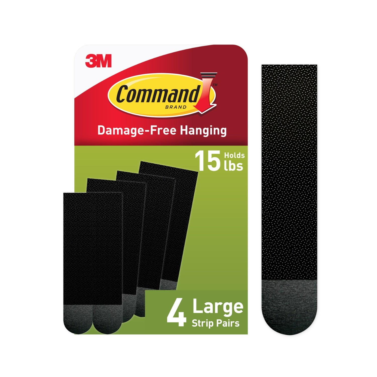 (2 pack) Command Large Picture Hangers, Holds 15 lbs, Black, Damage-Free Hanging, 4 Pairs Adhesive Strips