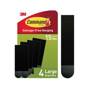 Command Large Picture Hangers, Holds 15 lbs, Black, Damage-Free Hanging, 4 Adhesive Strips