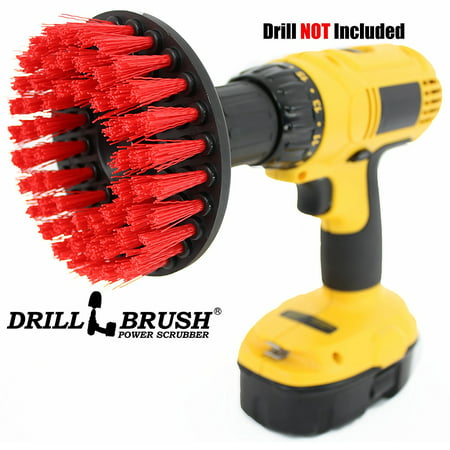 Red Drill Brush Heavy Duty Cleaning Brush with Stiff Bristles by